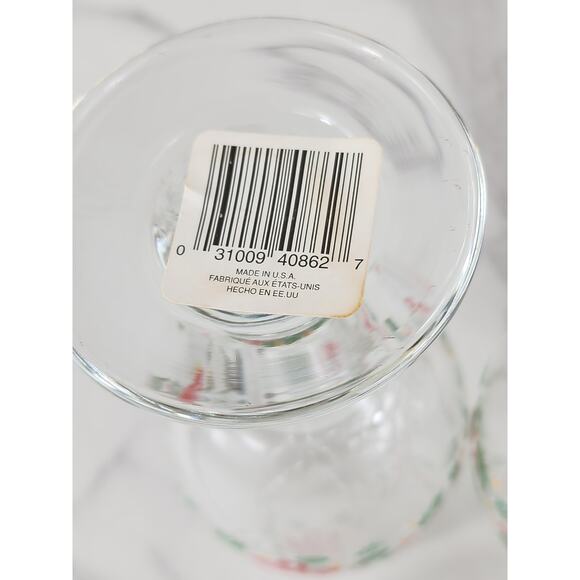 Libbey Christmas Holly and Ribbon Water Goblets 16oz Holiday 80s x4 Made in USA - Picture 11 of 12